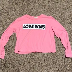 Love Wins long sleeved crop top